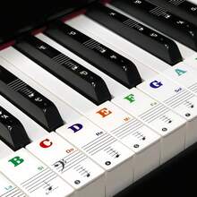 Colorful Piano Key Note Stickers For 88/61/54/49 Keys, Includes Staff, Note Names, Solfège Markings, Removable Piano Stickers For Beginners, Piano Keyboard Stickers, Piano Key Labels And Annotations - 1 Set - View 2