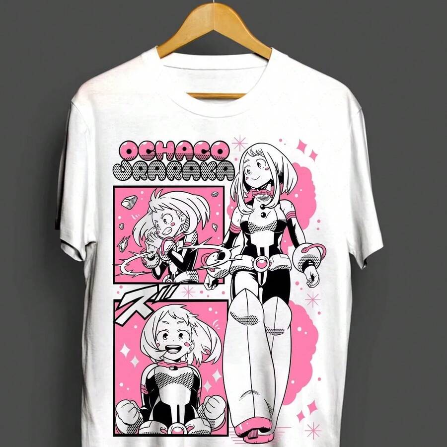 Liri Ochiazi Anime Print T-Shirt, Liri BNHA T-Shirt, T-Shirt, Easy And Happy Daily Couple T-Shirt. 220g Pure Cotton Short-Sleeve T-Shirt For Men And Women, Thick Fabric, Wrinkle-Resistant And Won't Easily Lose Its Shape. Simple And Versatile Style, Lightweight And Breathable, Perfect For Work, Travel, Camping, Shopping, And Everyday Leisure Time. - 白色 - 查看 1