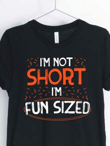I'm Not Short I'm Fun Sized, Short Person Shirt, Petite T-Shirt, Short Person Gift, Unisex & Women's Shirtsblusas para mujer playeras de mujer vestidos casuales para mujer y2k playeras deportivas para mujer verano camisetas ropa de mujer Fashion Perfect For Daily - Negro - Ver 6
