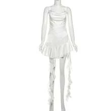 Đầm mini YeonC màu trắng satin thanh lịch, kiểu áo hai dây không tay gợi cảm, dáng chữ A ôm sát, điểm nhấn ren, phù hợp cho tiệc tùng, các dịp trang trọng và du lịch dành cho nữ. - trắng - Xem 9