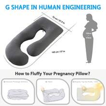 Pregnancy Pillow For Sleep Support For Back, Stomach, Hips, Legs, Full Body Pregnancy Pillow For Pregnant Women, Pillow For Women And Side Sleepers - 黑灰色 - 查看 7