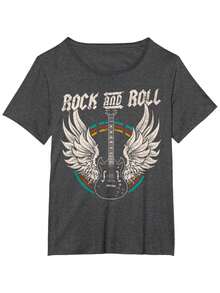 Rock And Roll Guitar Vintage ROCK Music T-Shirt - Black - View 5