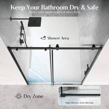 44-48" X 72" Silver Framed Bypass Sliding Shower Door, 5/16" ANSI & SGCC Certified Tempered Glass, Double Sliding Bathroom Shower Enclosure With Reversible Installation, Leak-Proof & Adjustable 0-4" Trim, Modern Matte Silver Hardware - Silver - View 4