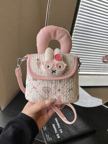 1个迷你印花手提/斜挎零钱包、钥匙扣、耳机收纳包 - 粉色 - 查看 3