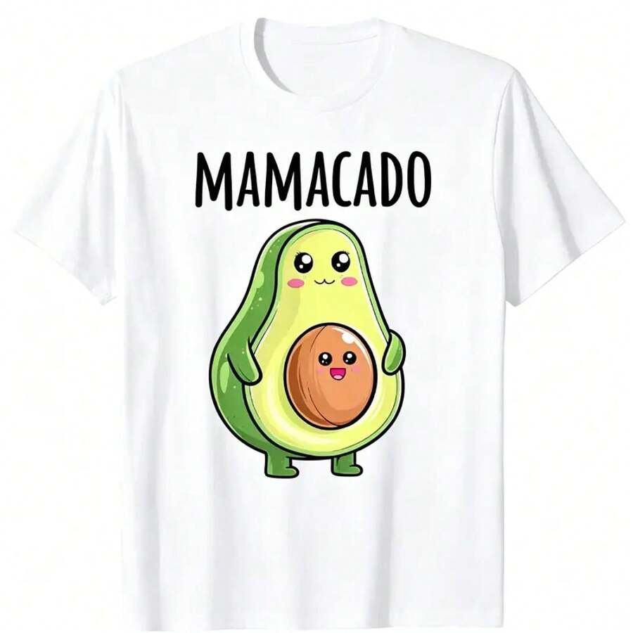 Camisetas Unisex de Algodón para Anuncio de Embarazo, Camisetas Divertidas para Mujeres Futuras Mamás, Camiseta Mamacado - Blanco - Ver 1