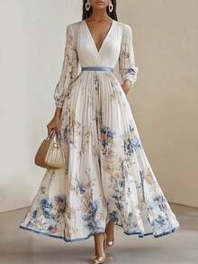 Summer Dresses For Womenvestidos Elegantes De MujerLong Printed Holiday Elegant Intellectual Style DressLoose And Comfortabledresses For Womendresses For Women - 白色 - 查看 9