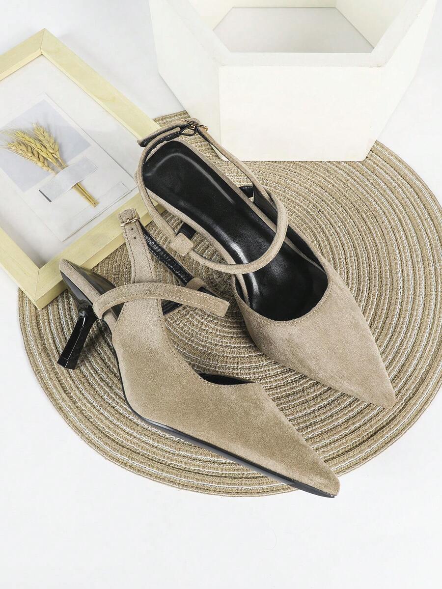 7cm Apricot High Heel Pumps, Pointed Toe Slip-On Party Wedding Formal Shoes - Apricot - View 1