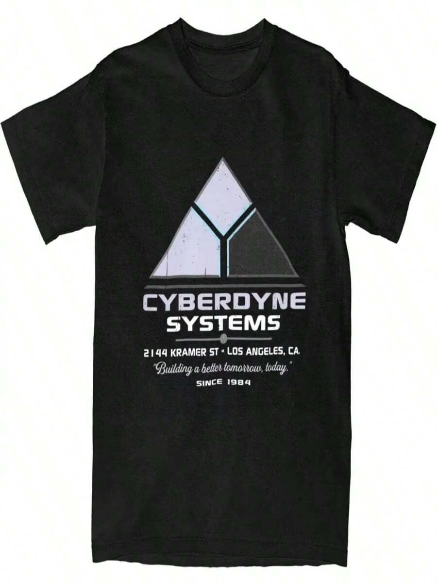 Camiseta de mujer con el logo de Cyberdyne Systems, inspirada en los eslóganes de Terminator, 100% algodón, estilo retrofuturista, ropa urbana informal. - Negro - Ver 1