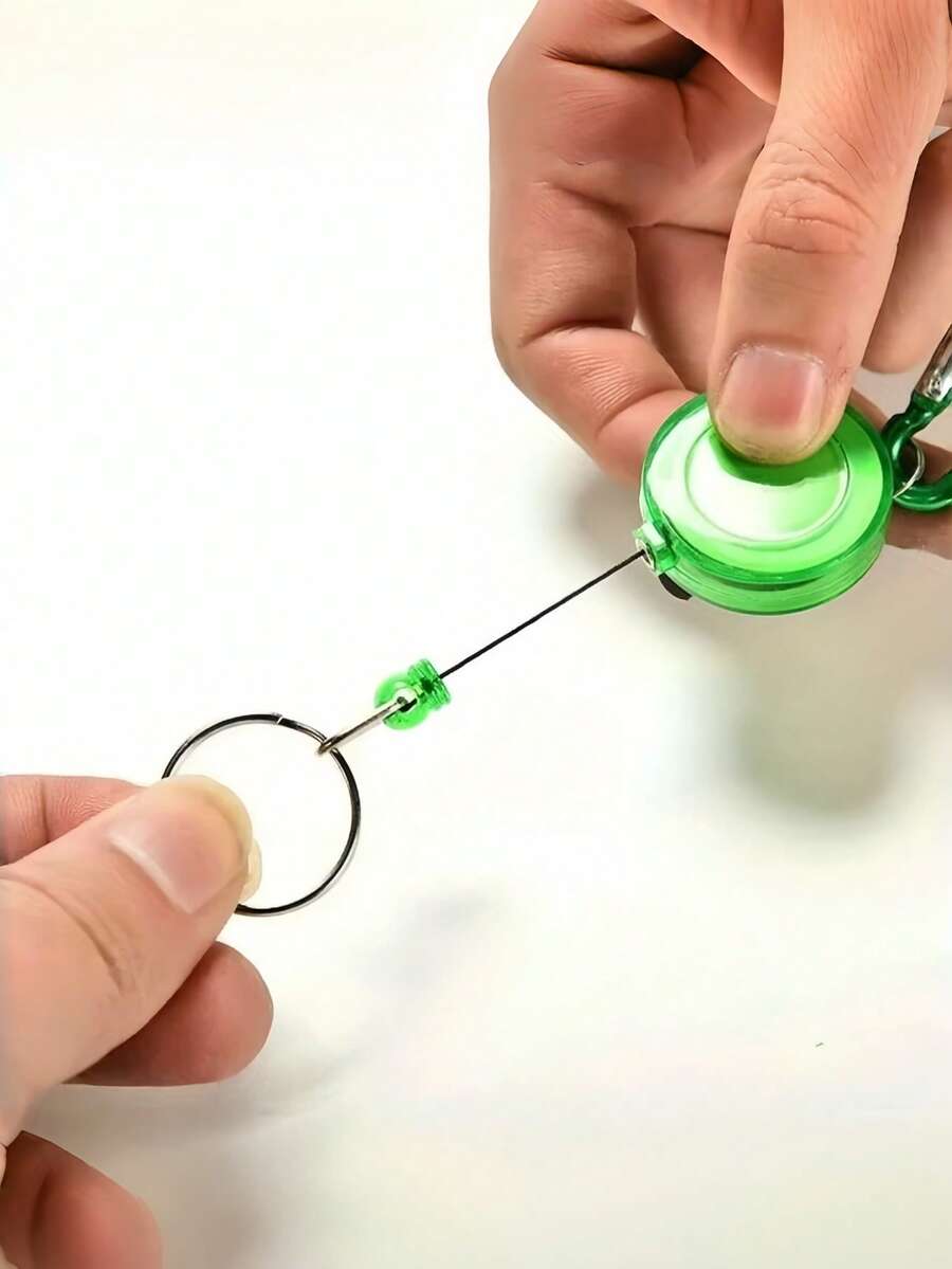 1/2pcs Retractable Steel Wire Rope Keychain Spring Clip Quick Hook Outdoor Steel Wire Rope Keychain Rebound ID Card Holder Multi-Function Tool - Multicolor - View 1