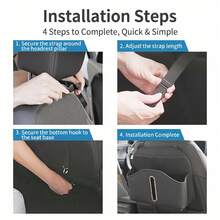 Car Seat Back Storage Organizer With Tissue Box, Universal Interior Storage - Black - View 9