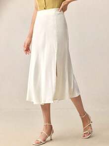 Falda A-Line de color café, elegante y moderna para el día a día, con estilo retro de los 90, adecuada para Navidad, Año Nuevo, San Valentín, fiestas, playa, graduación, moda, carnaval, vacaciones, invitada de boda, salidas, cit - Albaricoque - Ver 5