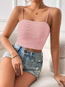 corta de mujer de verano de unicolor con jacquard ajustado - Rosa - Ver 5