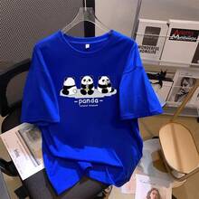 Camiseta con estampado de camisa casual para mujer, manga corta y cuello redondo, moda urbana local de primavera/verano camiseta unisex. 5GF8 - Azul - Ver 12
