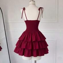 Vestido de fiesta para mujer de primavera/verano, vestido de cóctel, vestido de capas con tirantes finos, vestido sexy, vestido de dama de honor, vestido de vacaciones elegante - Lavado ligero - Ver 5