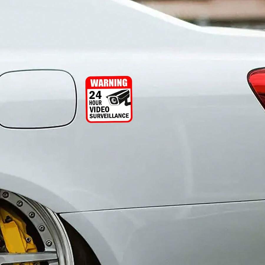 Nhãn dán cảnh báo giám sát 24 giờ, nhắc nhở chống trộm, decal PVC, chống thấm nước và chống trầy xước, dùng cho nội thất và cửa sổ xe hơi. - Nhãn dán trang trí - Xem 1