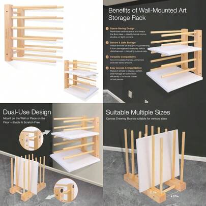 Wall-Mounted Or Tabletop Art Storage Ra Art Canv Storage And Small Art Drying Ra For Artwork, Canves, Posters, And Panels Space-Saving Art Storage Organizer For Art Stud And Galleries