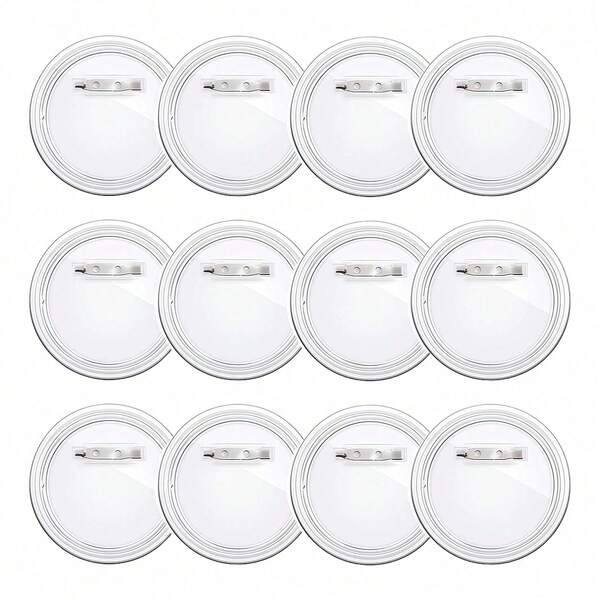 12 Pcs Badge Making Kit,  Clear Button Pin Badges Kit Acrylic Design, For DIY Crafts Gifts Party For Students Craft Activities At Home School Office Use
