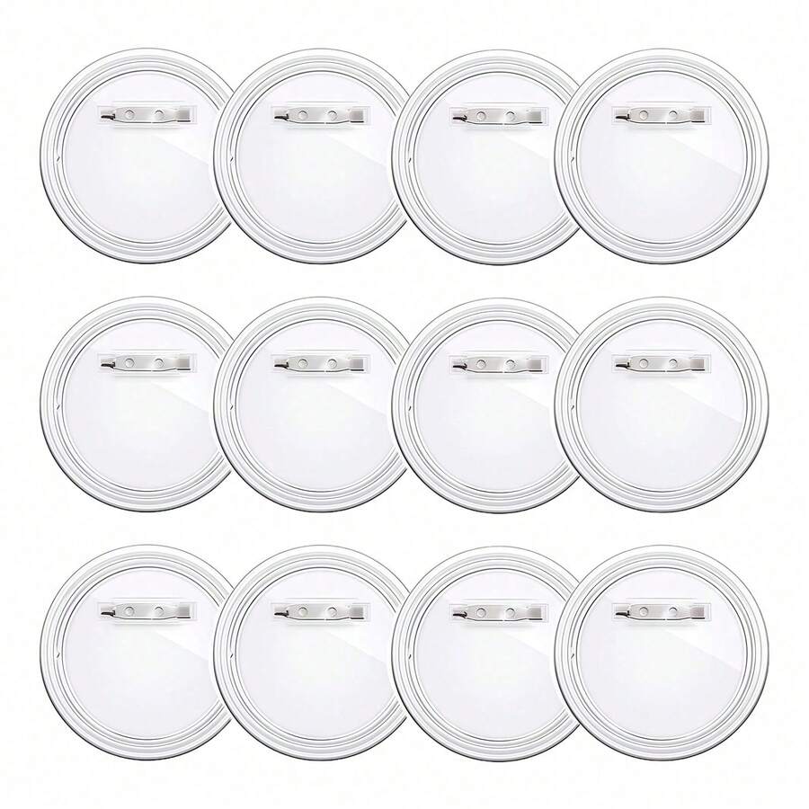 12 Pcs Badge Making Kit,  Clear Button Pin Badges Kit Acrylic Design, For DIY Crafts Gifts Party For Students Craft Activities At Home School Office Use - Transparent - View 1