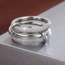 1pc Minimalist Round Ring With Double Row Cubic Zirconia Stones For Women - Multicolor - View 12