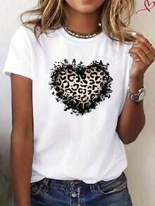 Camiseta Casual de Manga Corta para Mujer, Mezcla de Algodón, con Estampado de Coche 'Chasing The Horizon', Cuello Redondo, Largo Regular - Estilo_ag - Ver 1