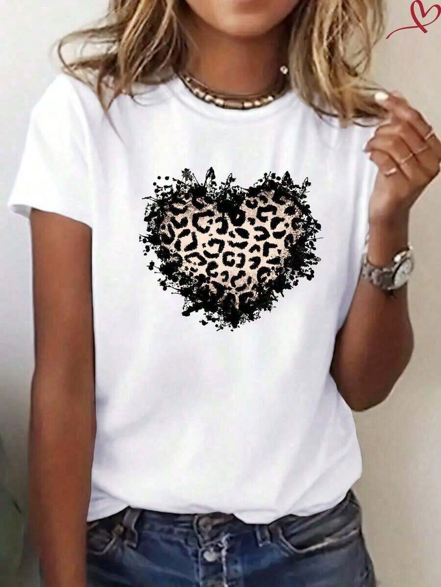 Camiseta Casual de Manga Corta para Mujer, Mezcla de Algodón, con Estampado de Coche 'Chasing The Horizon', Cuello Redondo, Largo Regular - Estilo_ag - Ver 1