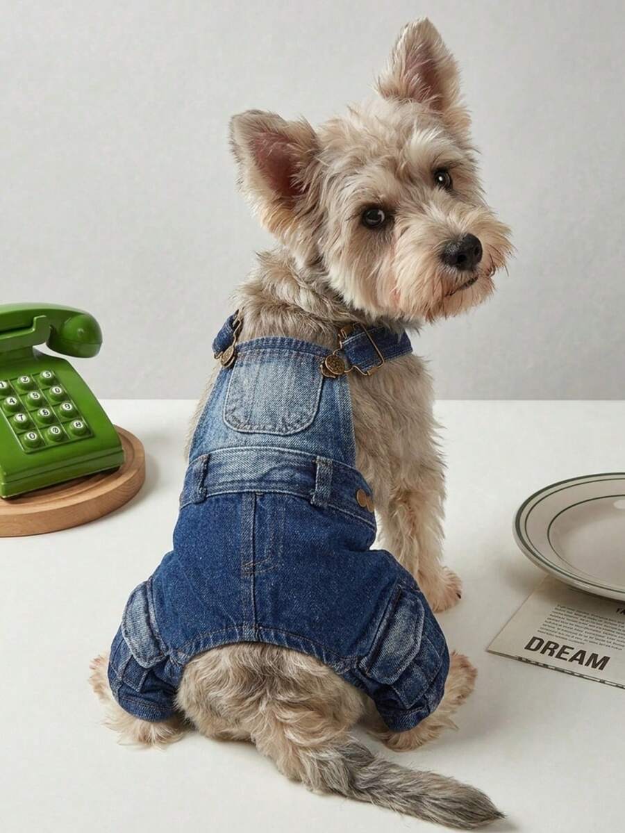 PETSIN 1 Bộ quần áo cho thú cưng, áo liền quần màu xanh mát mẻ, phù hợp làm trang phục thường ngày và thời trang cho chó. - Màu xanh lam - Xem 1