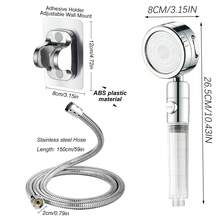 3-Mode High Pressure Handheld Shower Head Set - Filtered Water-Saving Shower Head With Stop Button And Anti-Clogging Nozzles, Includes 59-Inch Hose And Wall Mount Bracket, Suitable For Low Water Pressure Homes - Shower Head - View 3