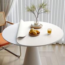 1 pieza Mantel individual redondo de cuero PU de unicolor, protector de mesa impermeable a prueba de aceite resistente al calor y antideslizante, decoración de cocina del hogar estilo minimalista crema - Blanco - Ver 1