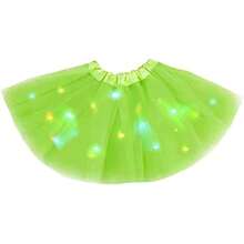 Falda Tutú de Princesa con Luces LED para Niñas, Disfraz de Fiesta de Boda, Minifalda de Baile, Ropa con Luces LED - Verde - Ver 4