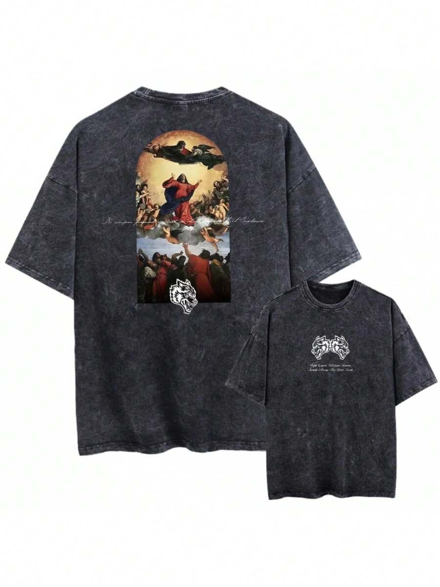 2025 Darc Wolves Sport Vintage Washed Tshirts Gym Bodybuilding Unisex Clothing Summer Fitness - Black - View 1