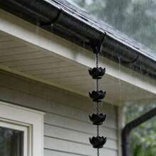 A Wrought  Rain Chain, Black Lotus Appearance, Durable Material, Metal Wind Chimes, Rainwater Collection, For Drainage, Diversion, Eaves, Pendants, Outdoor Decoration, Courtyard, Garden, Home Decoration, - Black Lotus Rain Chain - View 6