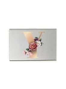 Red Flowers And Gold Letters A-Z Initial Pattern Slim Card Case Minimalist Aluminium Metal Wallet RFID Privacy Protection Credit Card Holder ID Business Card Pouch Portable Card Organizer Thin Metal Purse Multifunctional Card Storage Box For Daily - Multicolor - View 16