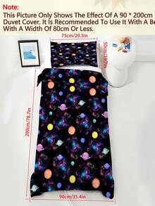 Conjunto de cama com estampa de galáxia, planetas e galáxia (2/3 peças) – Capa de edredom com fronhas com estampa colorida de nebulosas e sistema solar para decoração de quarto infantil e juvenil (150x200cm) - Multicolorido - Ver 18