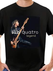 Camiseta divertida para hombre 2026, adecuada para la camiseta Su-Mo Quattru Legend - Camiseta vintage oficial con estampado de firma y logotipo icónico, con diseño de bajo eléctrico - Regalo informal para fans con cuello redondo (estampado de firma), camiseta para mujer, de alta calidad, camiseta para mujer. - Negro - Ver 6