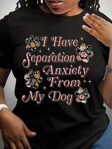Camiseta de Mujer con Estampado de Pata de Perro de Dibujos Animados, Camiseta con Gráfico de Pata de Perro para una Chica que Ama a los Perros, Camiseta de Manga Corta con Cuello Redondo Elegante y Cómoda para Mujer para Primavera y Verano, Ropa de Mujer para la Vida Cotidiana - Negro - Ver 1
