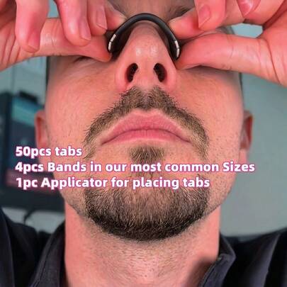 50 Stickers +4 Nose Clips +1 Retrieval Device -Nasal Strip Set - Enhances Oxygen Flow, Improves Breathing, Sweat-Proof Nose Pads, Convenient And Fast, Suitable For Men And Women