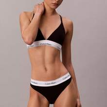 Calvin Klein Calvinklein Icon Cotton Modal Thong Underwear  Women  Panties  100% Cotton Fully Lined Gusset QF8518 - 黑色 - 查看 4