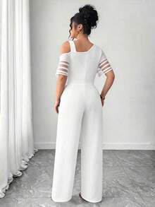 Mono informal de talla grande para mujer de unicolor y diseño minimalista asimétrico - Blanco - Ver 2