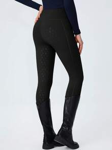 ROYALS MATTINI Ladies' Tight Equestrian Pants, Solid Color, Full Seat Silicone, Functional Pockets Sports - Black - View 5