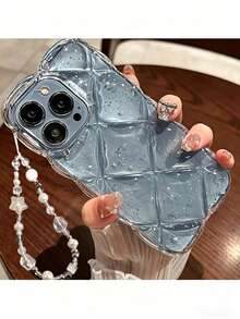 适用于 16 Pro Max 的新款 12 钻透明银箔手机壳，11 英寸 3D 硅胶材质，15 英寸 Pro 女神风，13 英寸 Pro Max 简约苹果 14 英寸高端时尚网红防摔手机壳 - 無色 - 查看 3
