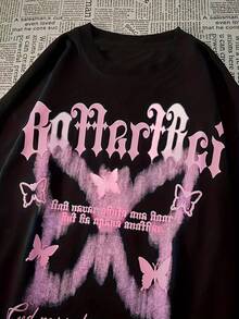 Camiseta de Manga Corta Holgada y Estilosa para Mujer - Negro - Ver 4