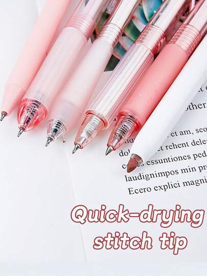 Bộ văn phòng phẩm 6 món, bút bi rút, khô nhanh, mực đen 0.5mm và bút dạ quang, bộ dụng cụ viết tối giản dành cho học sinh, ghi chú bài học, làm quà tặng cho trẻ em, luyện viết chữ.