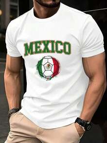 Men's Soft T-Shirt Featuring The Mexican National Soccer Team Design, Perfect For Soccer Fans And Sporting Events. An Excellent Gift For Men Who Love Mexican Culture And Team Spirit. A Great Christmas Costume For Men. This Short-Sleeved T-Shirt Is Lightweight And Breathable, Ideal For Summer. - 白色 - 查看 5