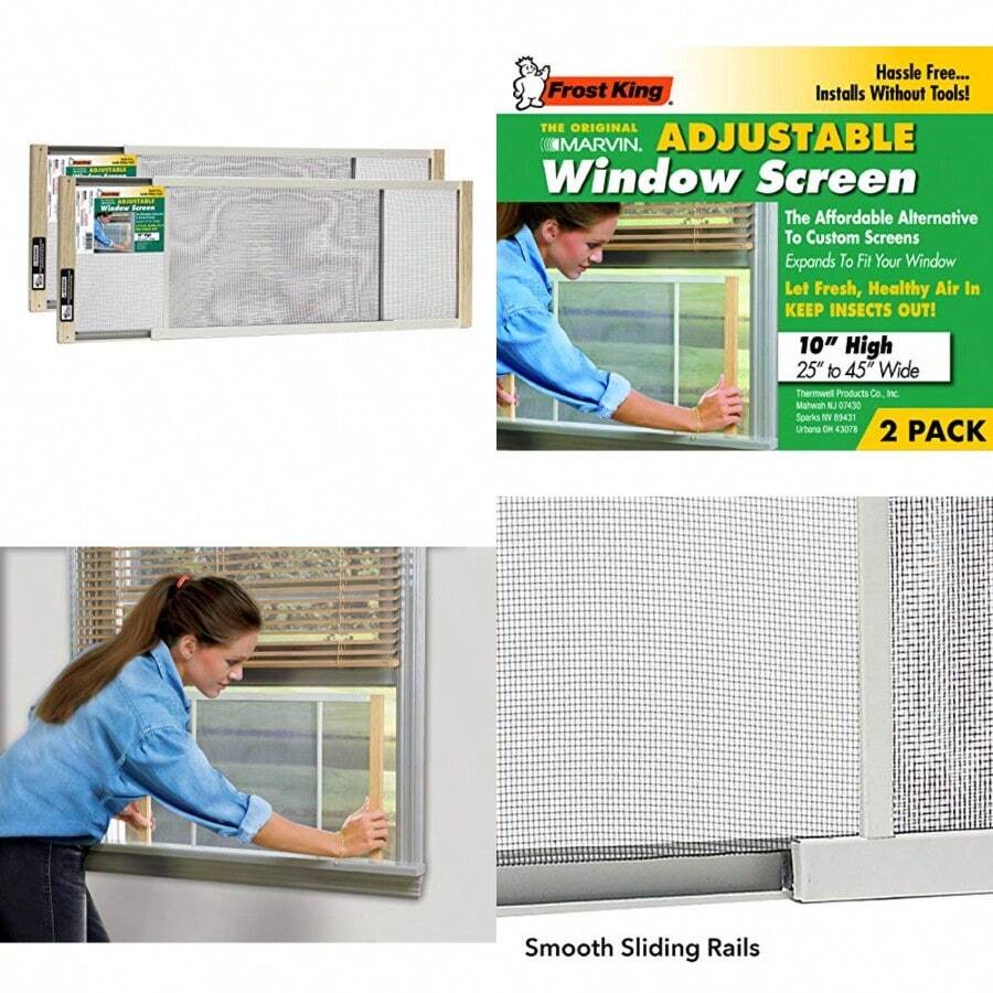 Window Screens - 10 cali wysokości x pasuje do 2545 cali szerokości 2 opakowania - Zobacz 1