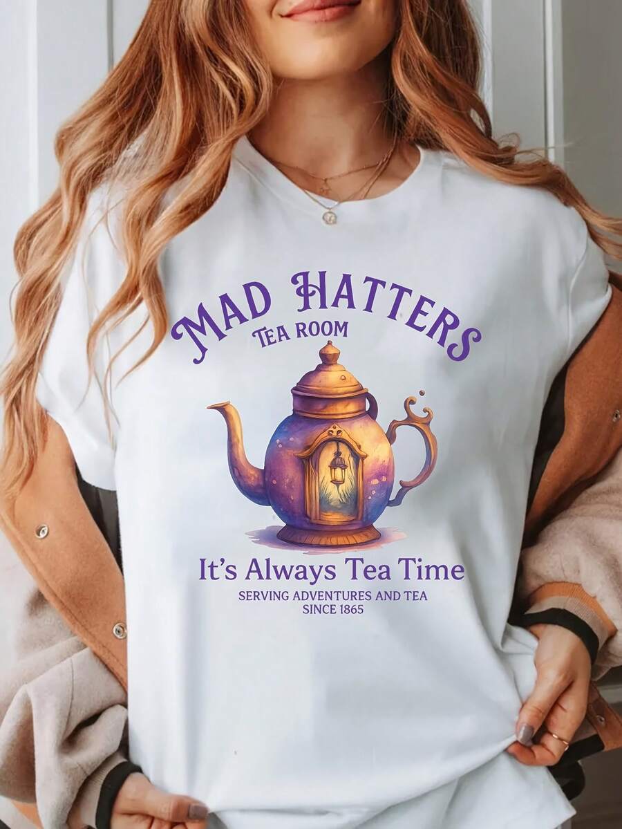 Camiseta con estampado de guitarra para festival de música, camiseta de manga corta casual de algodón puro para mujer, ajuste cómodo, conjuntos para hermanas, esencial para viajes al aire libre, camiseta de mujer, camiseta de primavera/verano. - Blanco - Ver 1