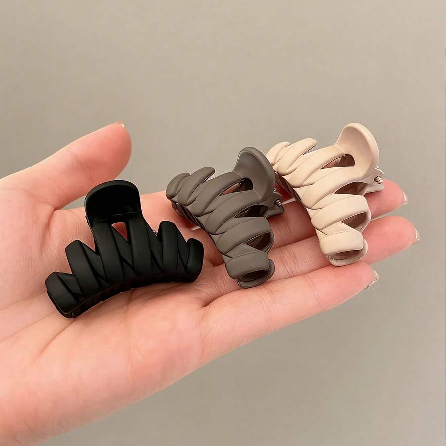 3 pièces Pinces à cheveux minimalistes mates petites, ensemble de pinces à cheveux élégantes et simples, pinces à cheveux en plastique compactes avec design à double dents, agrippent fermement les cheveux, convient aux femmes de 14 ans et plus, outil de coiffure de couleur unie à la mode, accessoires capillaires d'été - Multicolore - Voir 1