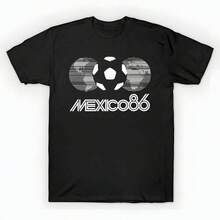 The World Cup Mexico 86 T-Shirt unisex de la de algodón puro de alta densidad de 220 g. C-AmiS-eta uniS-ex 100 % aL-Godón de - Tejido de alta densidad. Apta para todo tipo de perS-onas, ya sean mujeres o hombres. Tejido duradero de alta C-Alidad apto para todas las estaciones, suave al tacto pero duradero. Tops transpirables. Conjuntos de otoño para mujer. Conjuntos de vaC-Aciones para mujer. Disfraz de Halloween para mujer. - Negro - Ver 1
