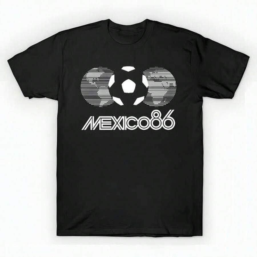 The World Cup Mexico 86 T-Shirt unisex de la de algodón puro de alta densidad de 220 g. C-AmiS-eta uniS-ex 100 % aL-Godón de - Tejido de alta densidad. Apta para todo tipo de perS-onas, ya sean mujeres o hombres. Tejido duradero de alta C-Alidad apto para todas las estaciones, suave al tacto pero duradero. Tops transpirables. Conjuntos de otoño para mujer. Conjuntos de vaC-Aciones para mujer. Disfraz de Halloween para mujer. - Negro - Ver 1