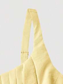 MOD Vestido midi elegante de unicolor con pliegues en la cintura para fiesta - Amarillo - Ver 8