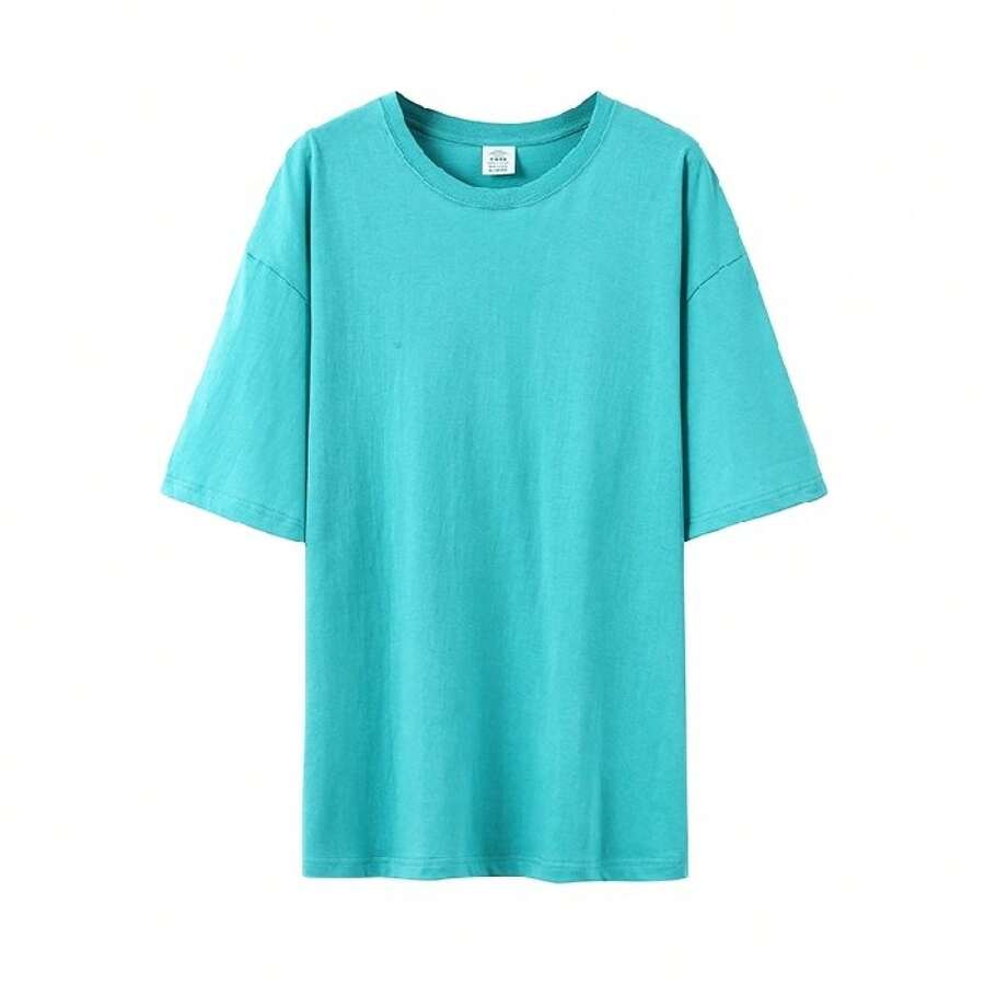 Women's Casual Printed T-Shirt, Short Sleeves, Round Neck, Spring/Summer Urban Fashion Unisex T-Shirt. WHZ8 - 湖藍色 - 查看 1